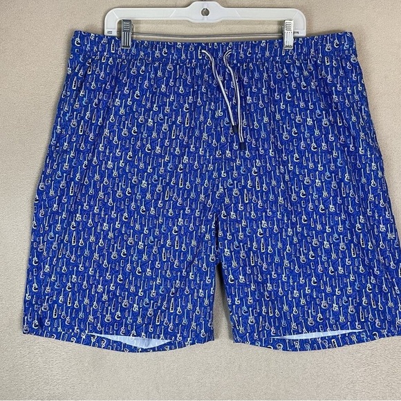Peter Millar Navy Guitar Print Board Shorts
